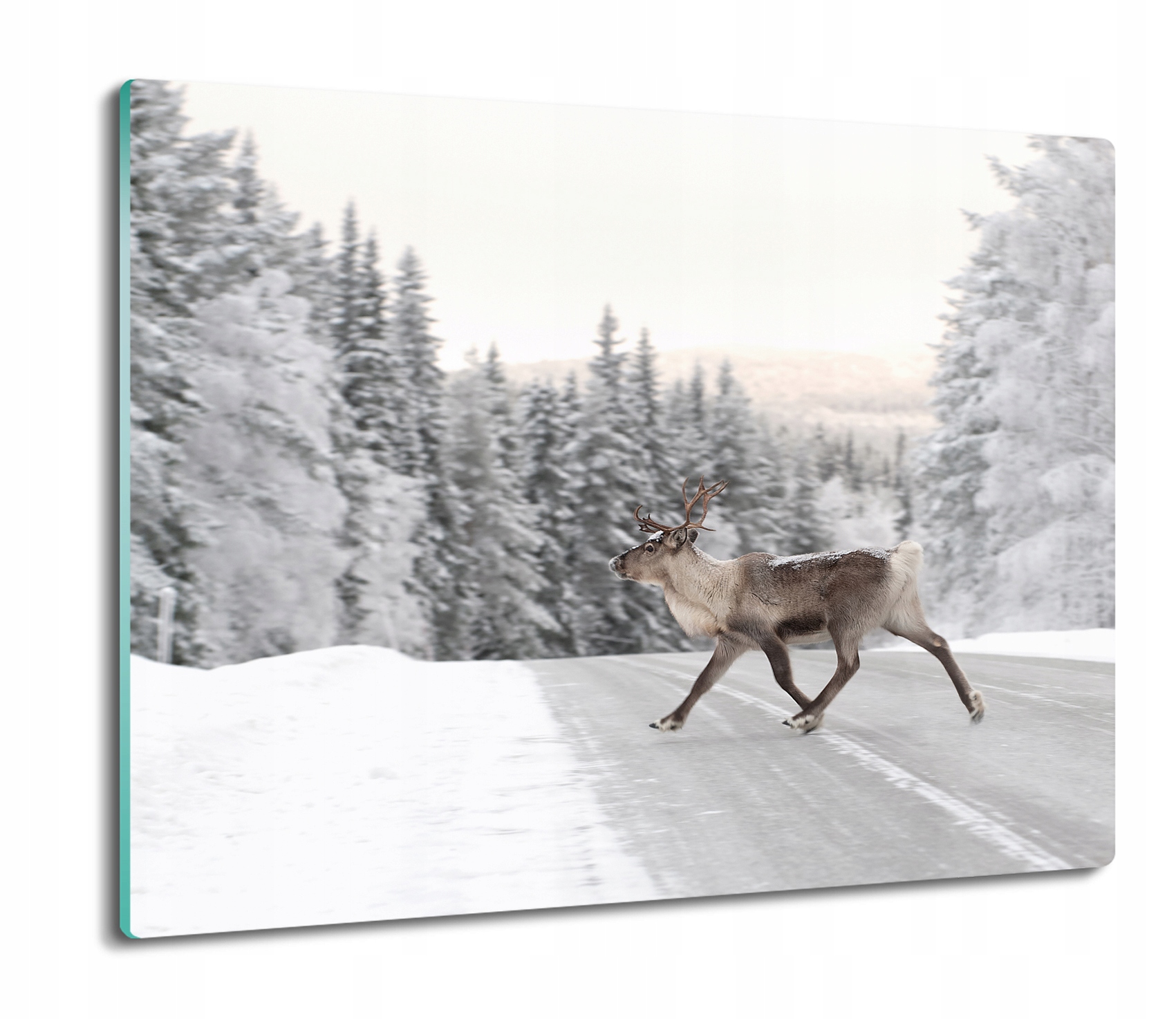 

Renifer zima droga 60x52 deska z nadrukiem szklana