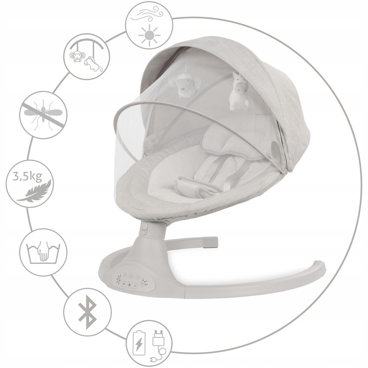 Leżaczek bujaczek Elektryczny z pilotem Kidwell LUXI 2w1 jasny melanżowy Model LUXI