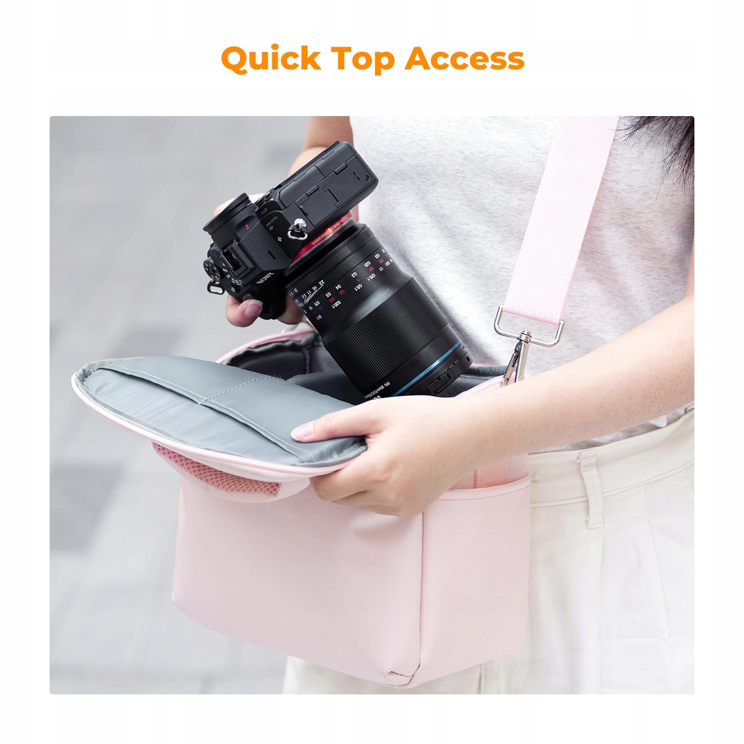 K&F CONCEPT Różowa Torba Na Aparat Lustrzankę Dla Fotografów — miniatura 4