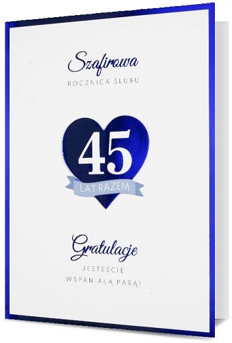 

45 rocznica ślubu szafirowa kartka życzenia H2532