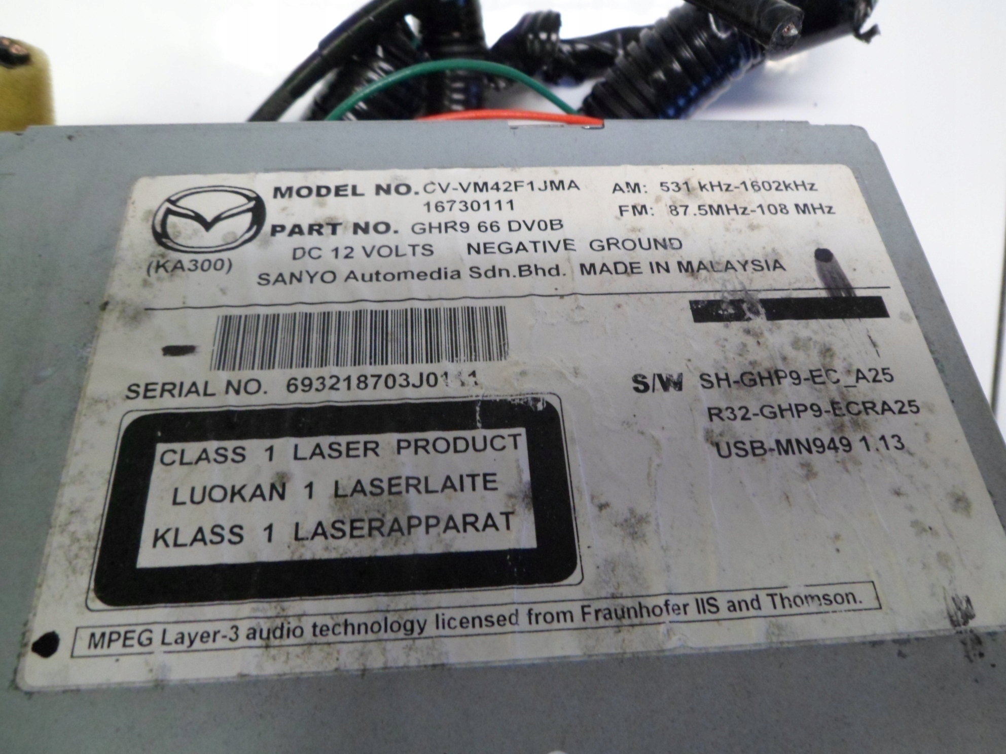 mazda 6 GJ радио NAVI GHR966DV0B