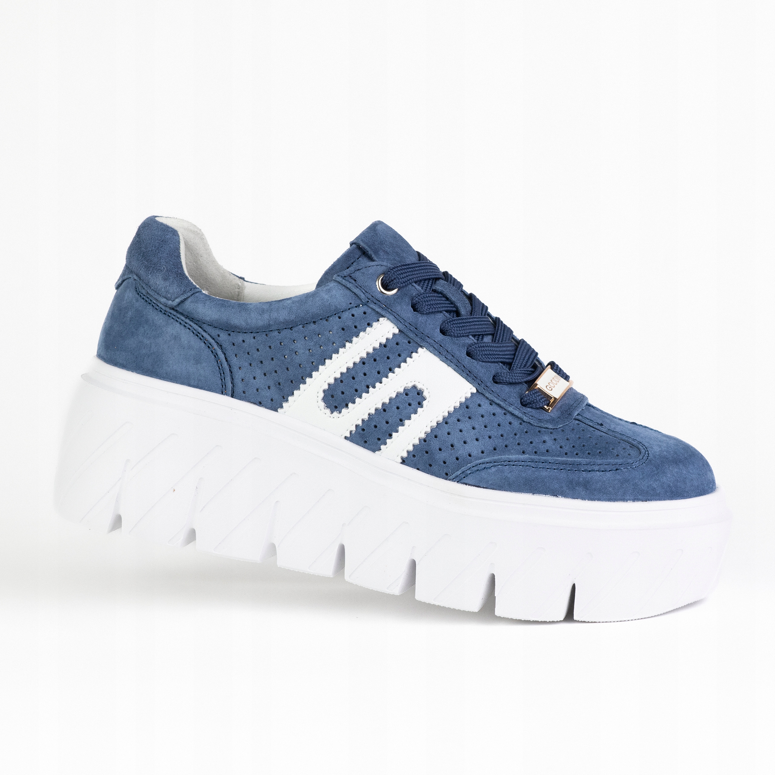 Sportowe sneakersy damskie Goodin GD-XW-1064 skóra zamsz niebieski 36