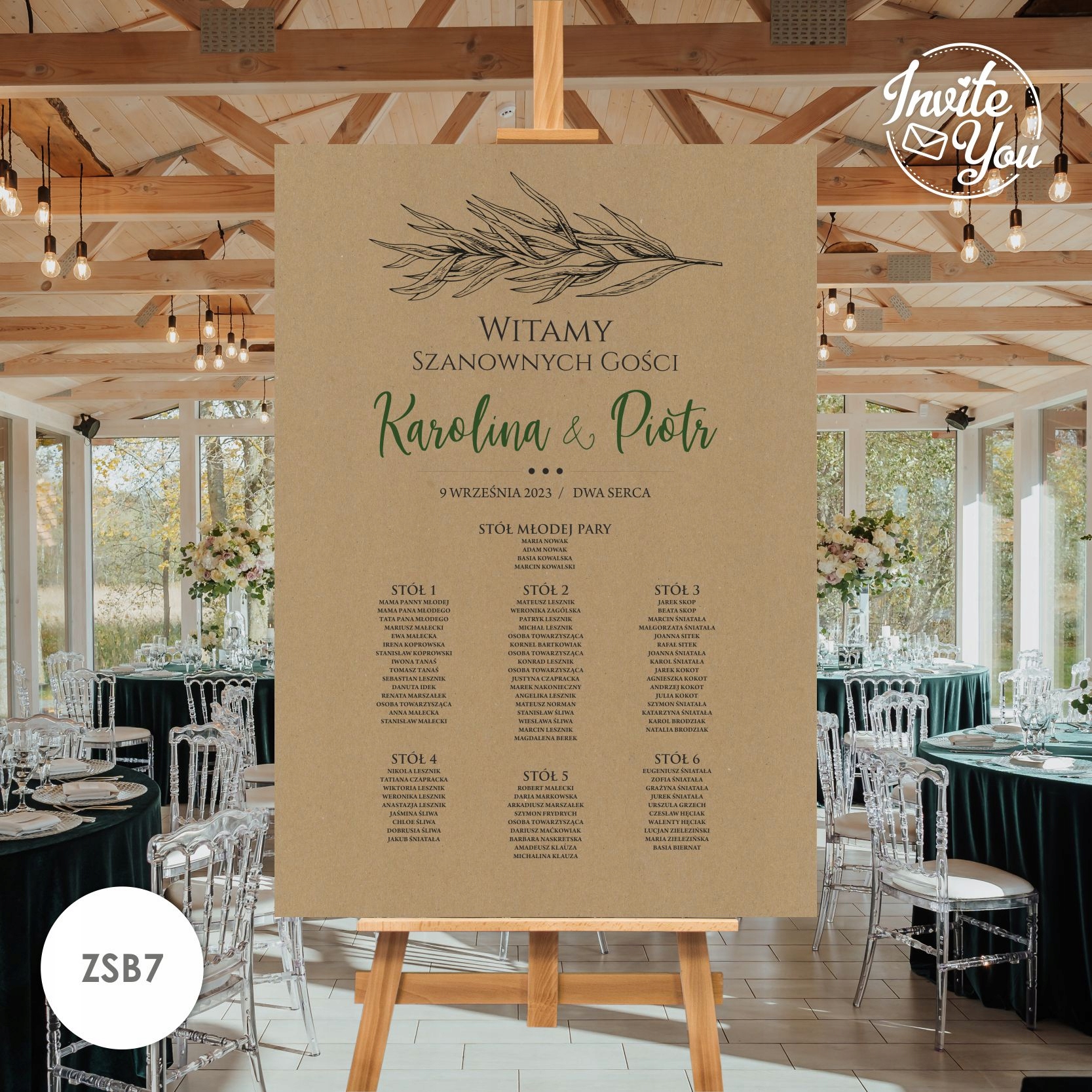 Plansza Lista gości B1 100x70cm BOTANIC Plakat Nazwa Plansza - Plakat