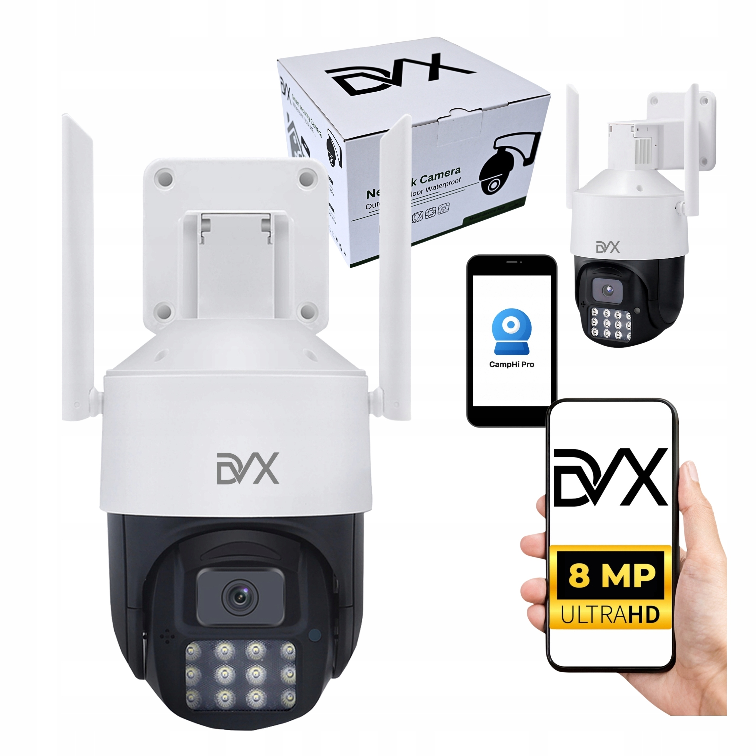 Kamera Wifi Sieciowa Detekcja 8MPx Obrotowa Ptz Zewnętrzna Wodoodporna DVX