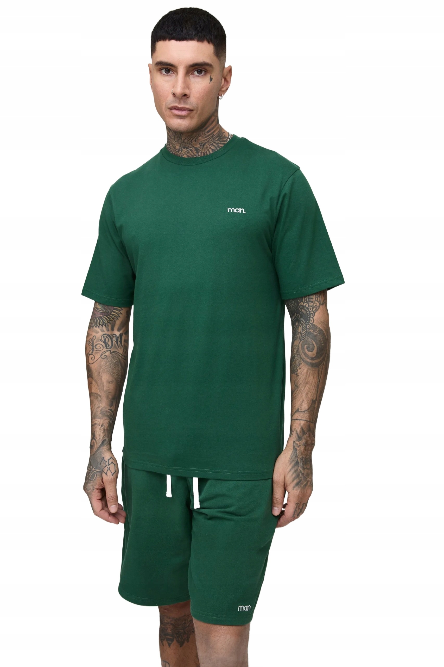 Boohooman Zelený Pánský Teplákový Komplet S Krátkými Kraťasy Z3A