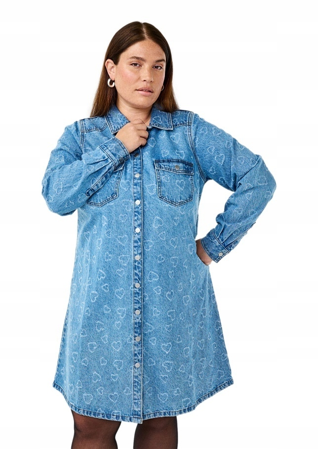 Zizzi Džínová Šaty Knoflíky Vzor 044C 44