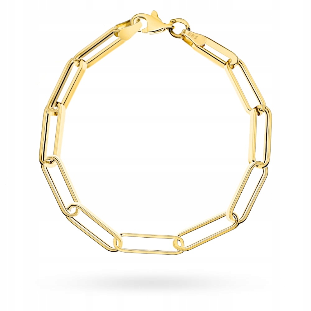 Náramek zlatý 585 podlouhlé oválné články velké lesklé články na prsní straně