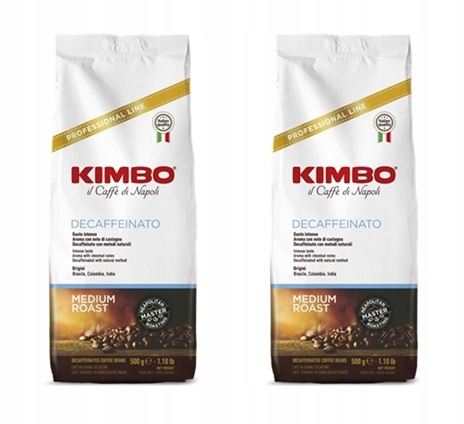 Kawa ziarnista Kimbo Decaffeinato (bezkofeinowa) 2x500g (1kg)