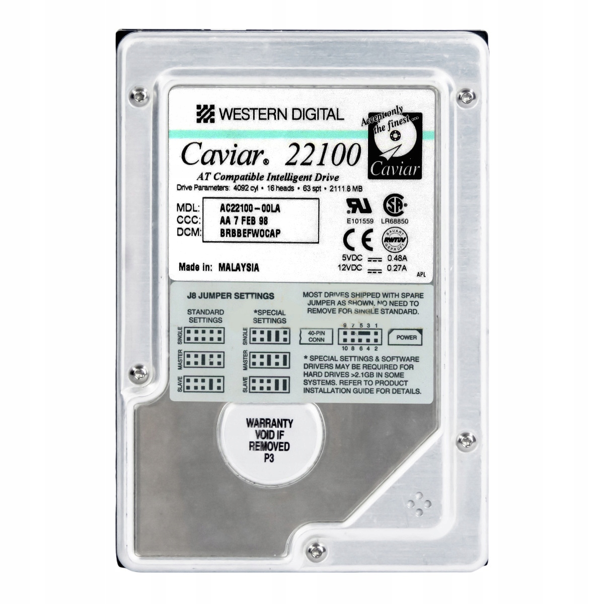 Wd Caviar 22100 2.1GB 5.2K Ata 3.5'' AC22100-00LA