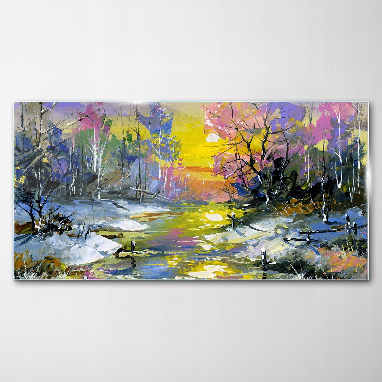 Obraz na skle Dekor Zima Rieka Krajina 120x60