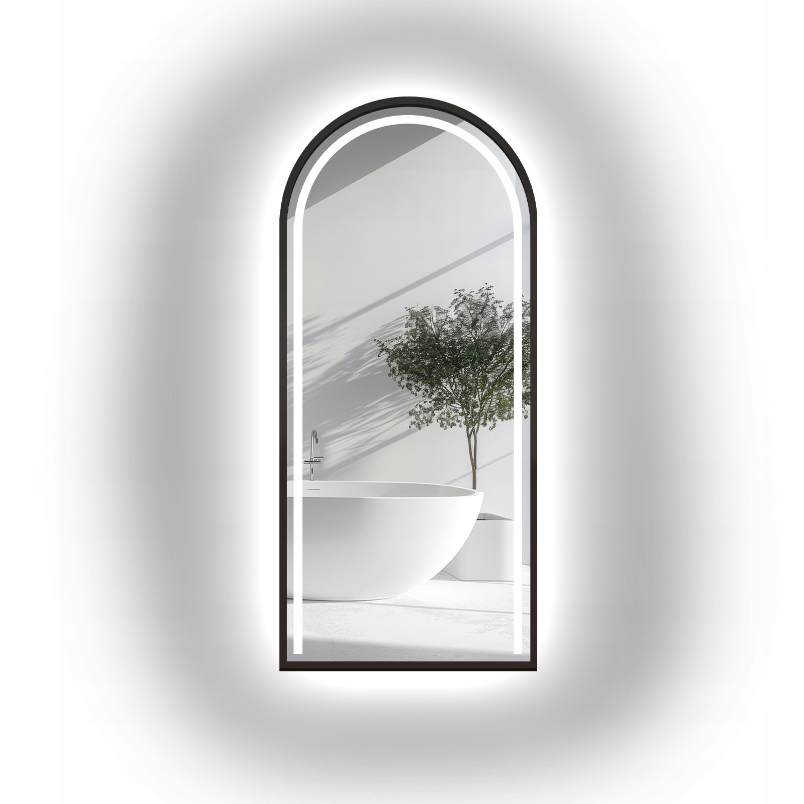 Zrcadlo v černém rámu Mdf s Led podsvícením 63x153