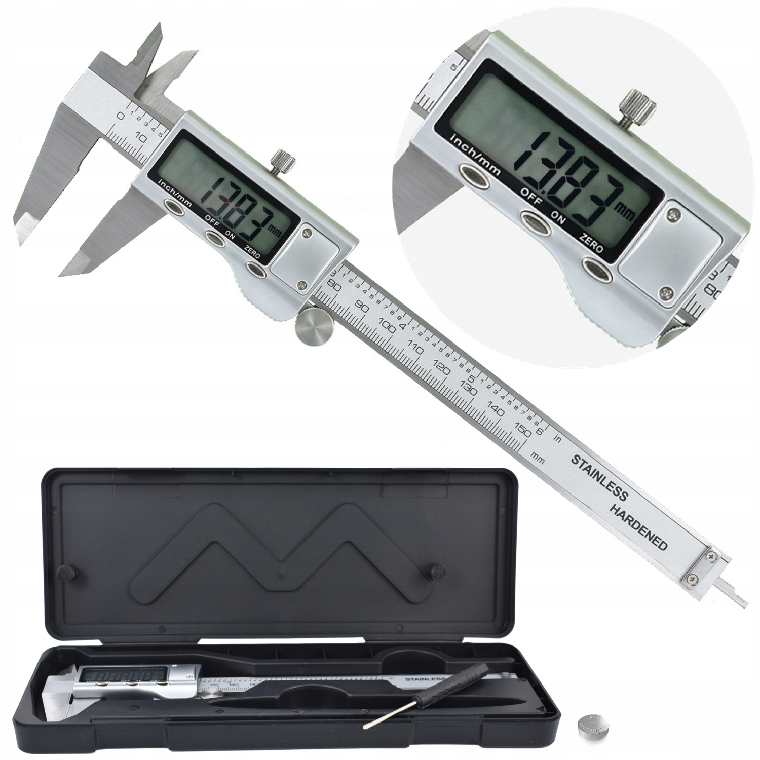 ZESTAW 10szt SUWMIARKA METALOWA ELEKTR CYFROWA LCD