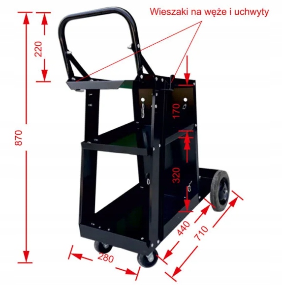 WÓZEK SPAWALNICZY do spawarki butli MIG TIG Z UCHWYTEM Z RĄCZKĄ EAN (GTIN) 5903686616464