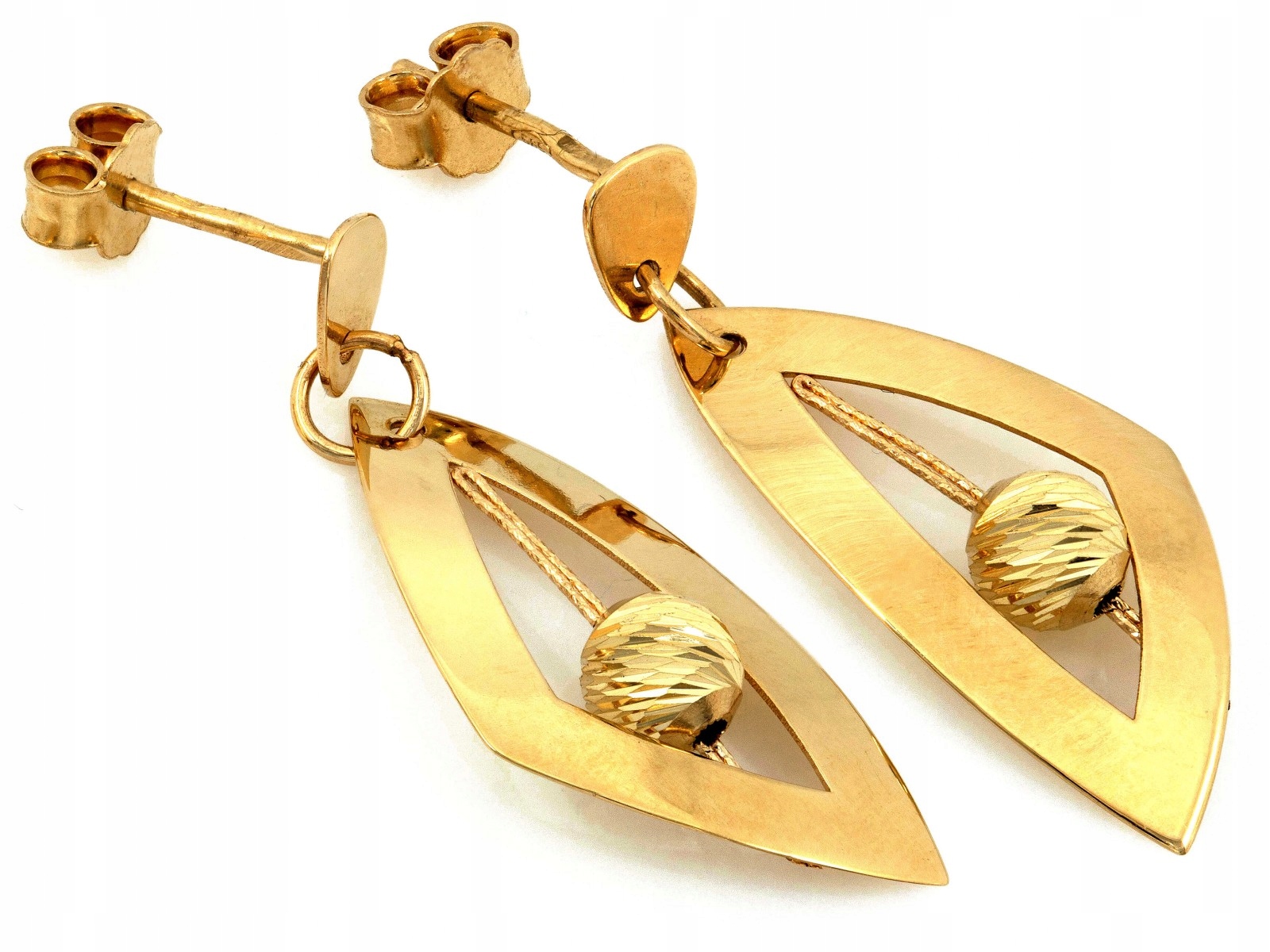 Náušnice zlaté 585 moderní geometrické modely 2.08g s kuličkou