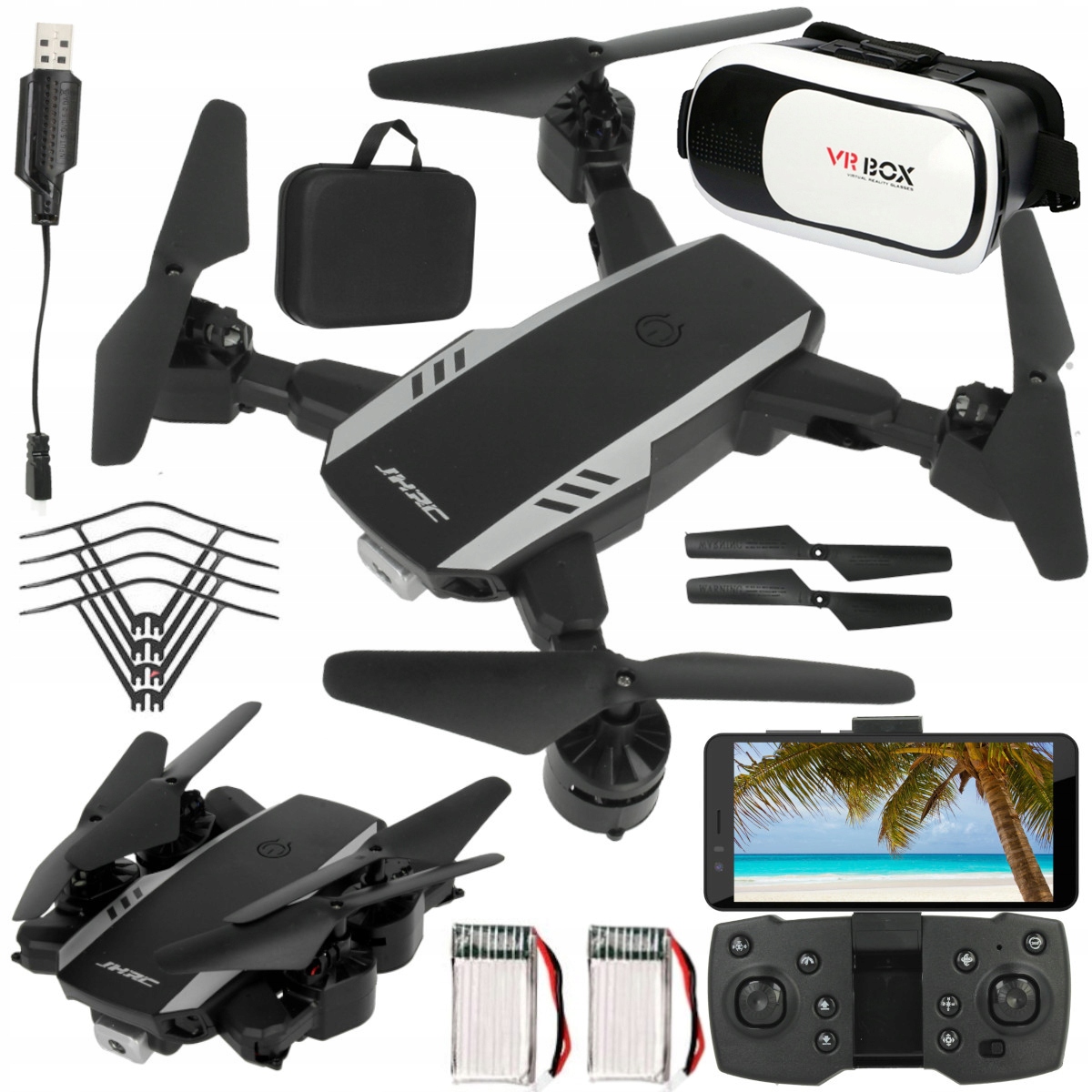 Dron Kamera Wifi Živý Pohled Kompas Návrat Vznášení Let 30min 2xAku Brýle 3D