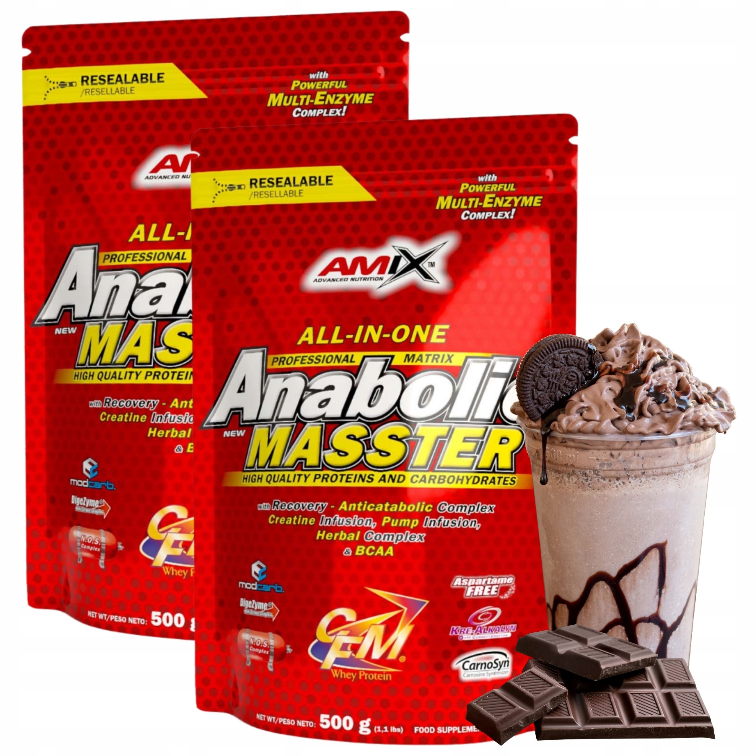 Doplněk Stravy Bulk Mass Gainer 500 g Bílkoviny Wpi Kreatin Sacharidy Čokoláda