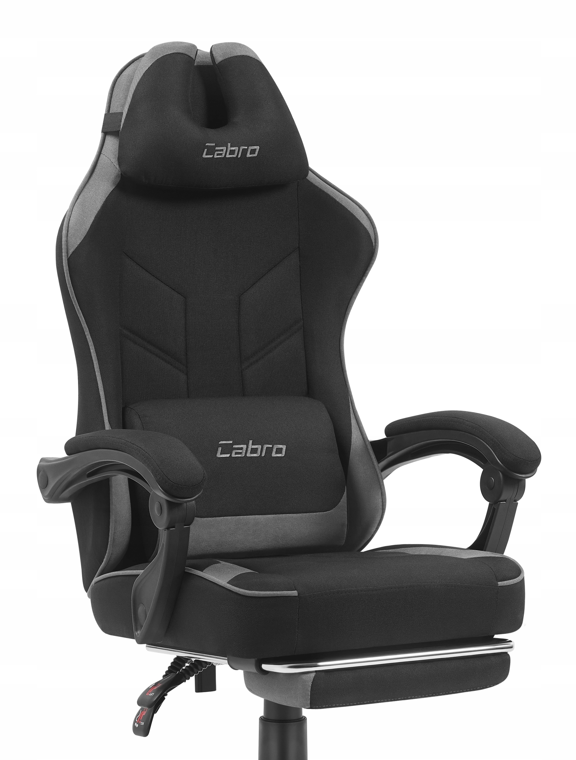 Fotel Gamingowy Materiałowy Cabro C504 Czarny Szary Tkanina