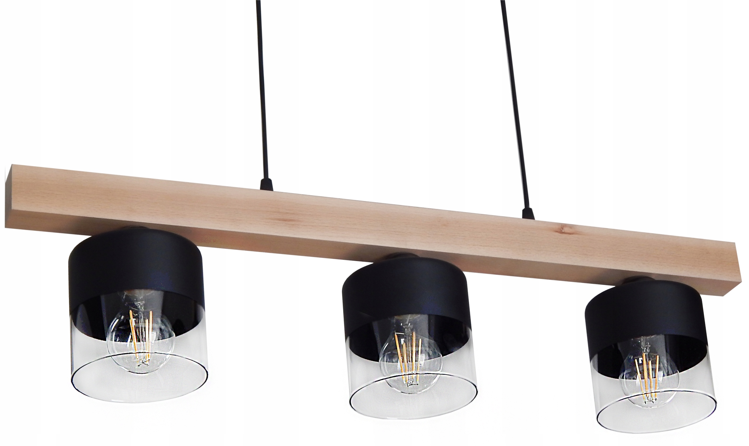 Závěsná Led Lampa E27 Loft Dřevo Sklo Obývací Pokoj Jídelna Kancelář
