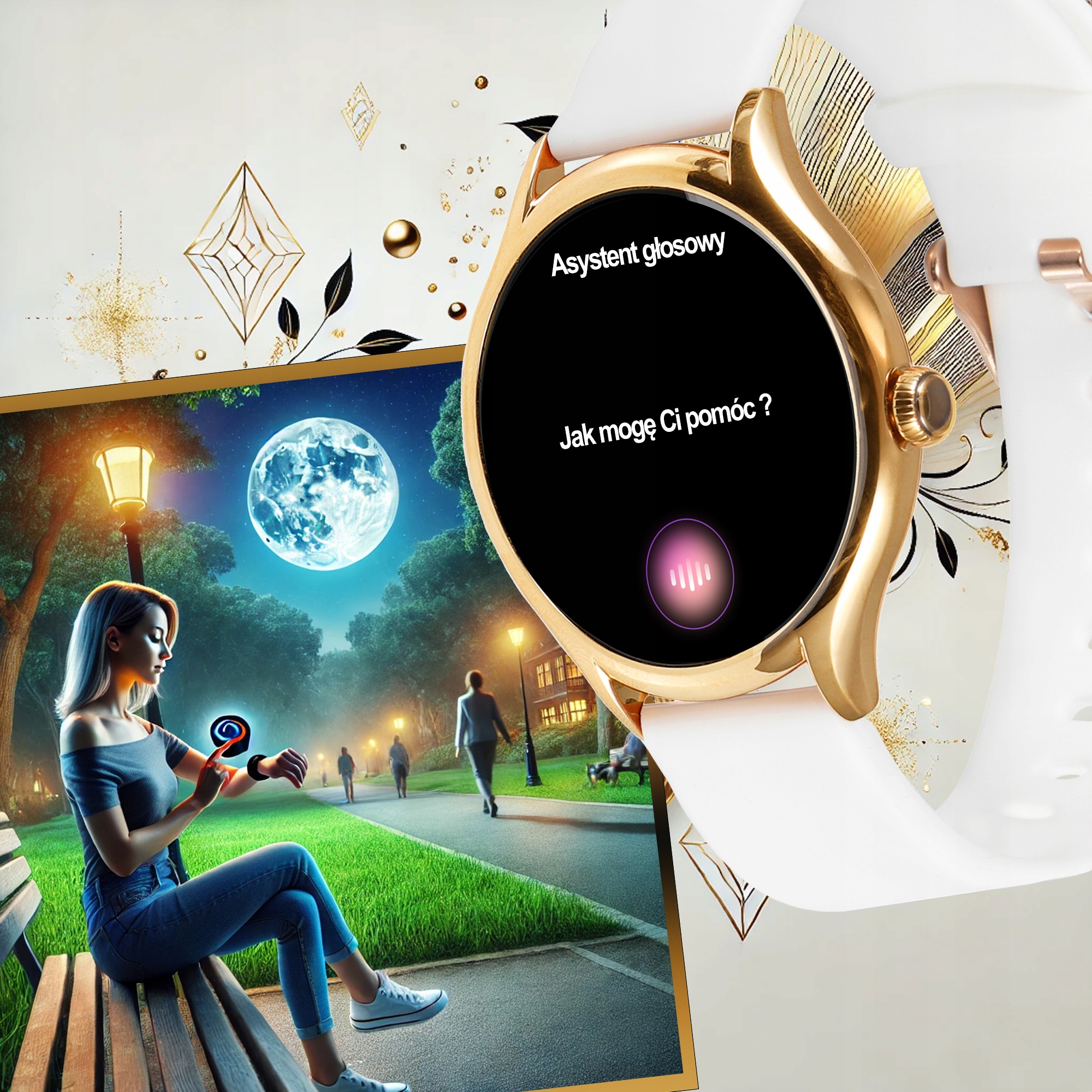 SMARTWATCH DAMSKI ZEGAREK PL MENU POWIADOMIENIA ROZMOWY SMART WATCH 3 PASKI EAN (GTIN) 5906884048419