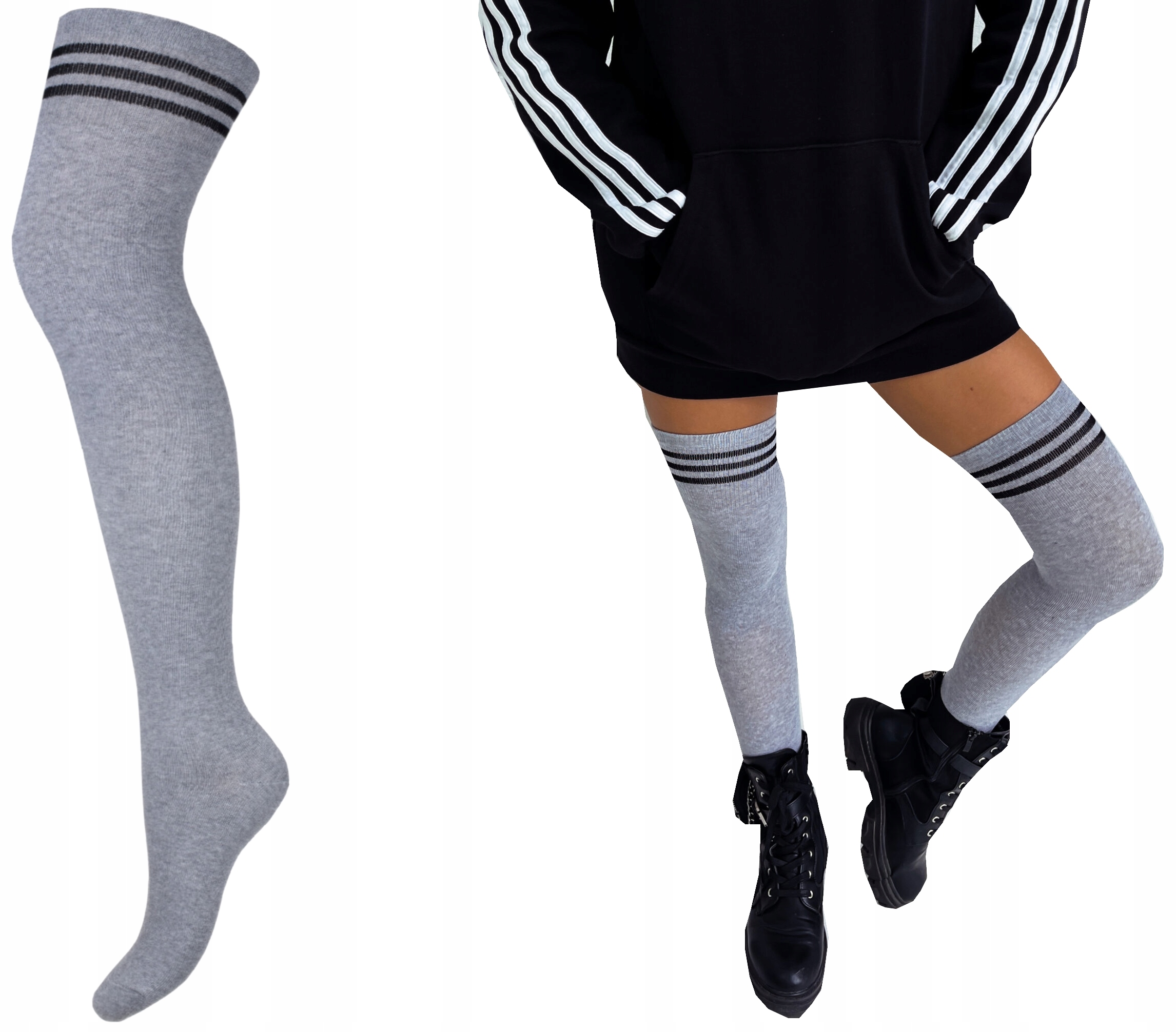 

Zakolanówki bawełniane w paski Wysokie Długie