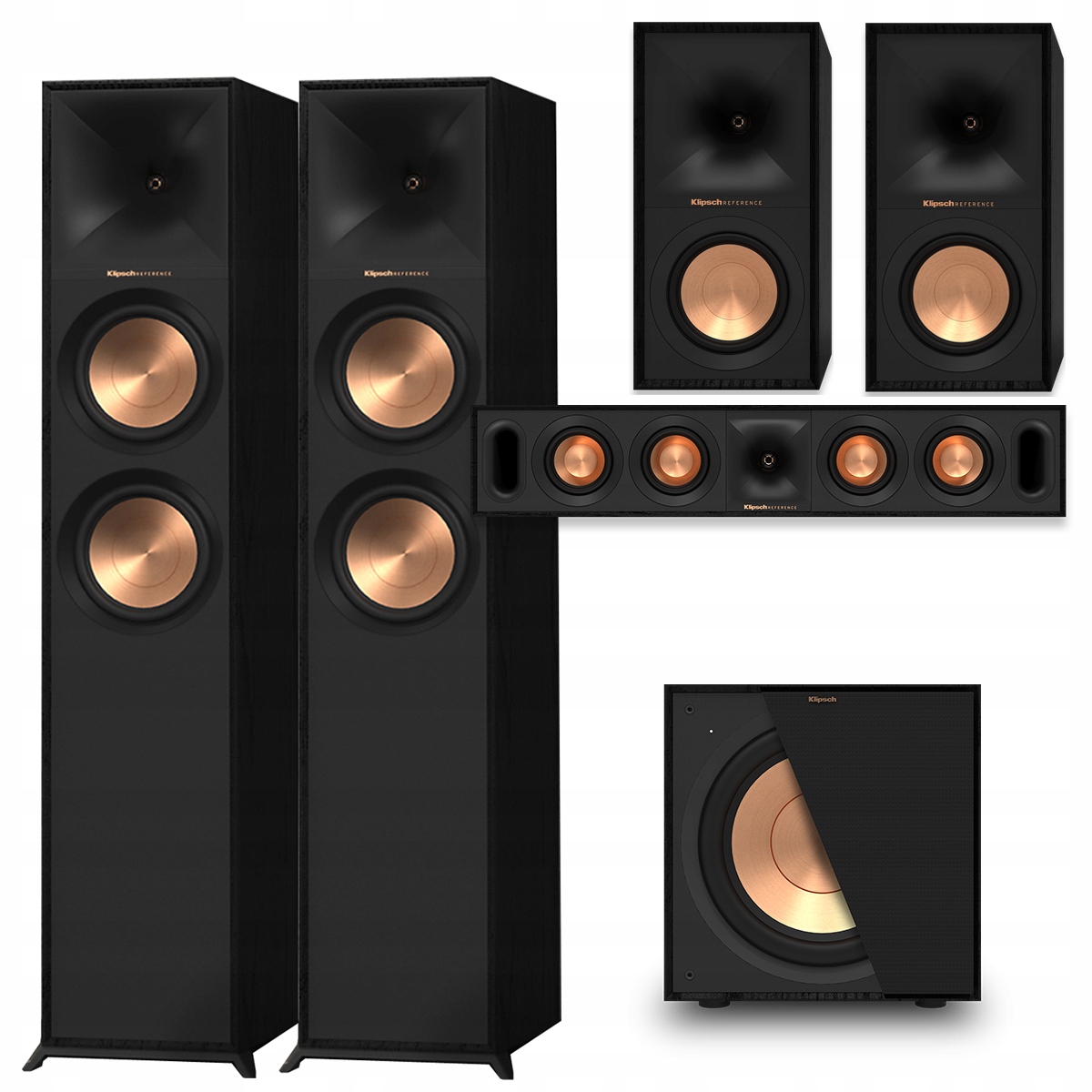 KLIPSCH R-600F + R-50M + R-30C + R-101SW ZESTAW KOLUMN KINA 5.1