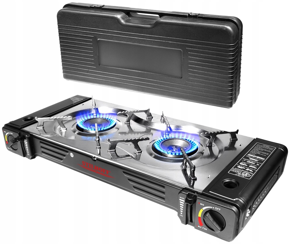 Plynový turistický vařič Stilhoff, 2 nerezové hořáky na kartuši