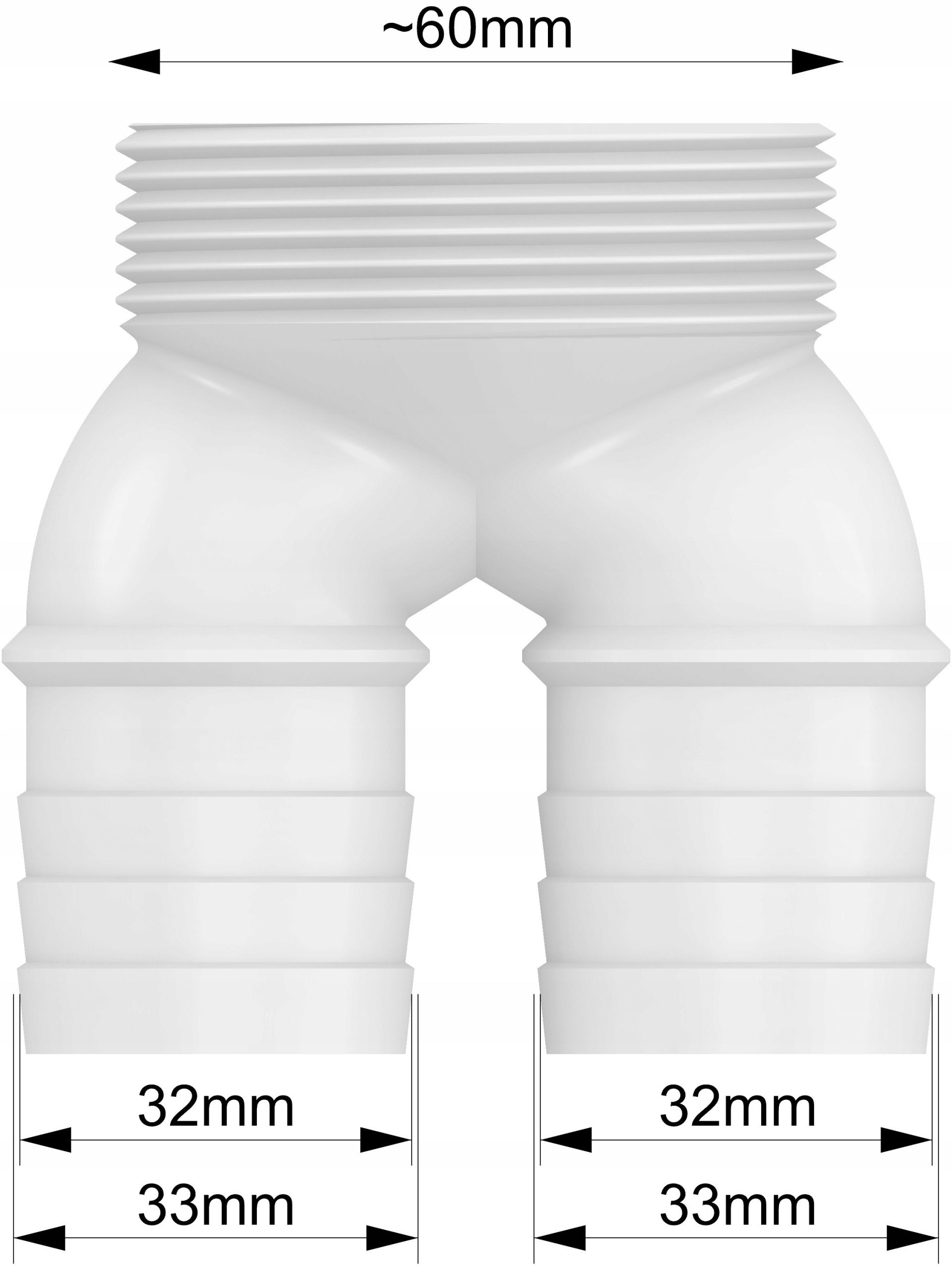 Rozdzielacz Trójnik Adapter Złączka Rur basenu 38mm z Gwintem 60mm x 32mm Waga produktu z opakowaniem jednostkowym 0.2 kg