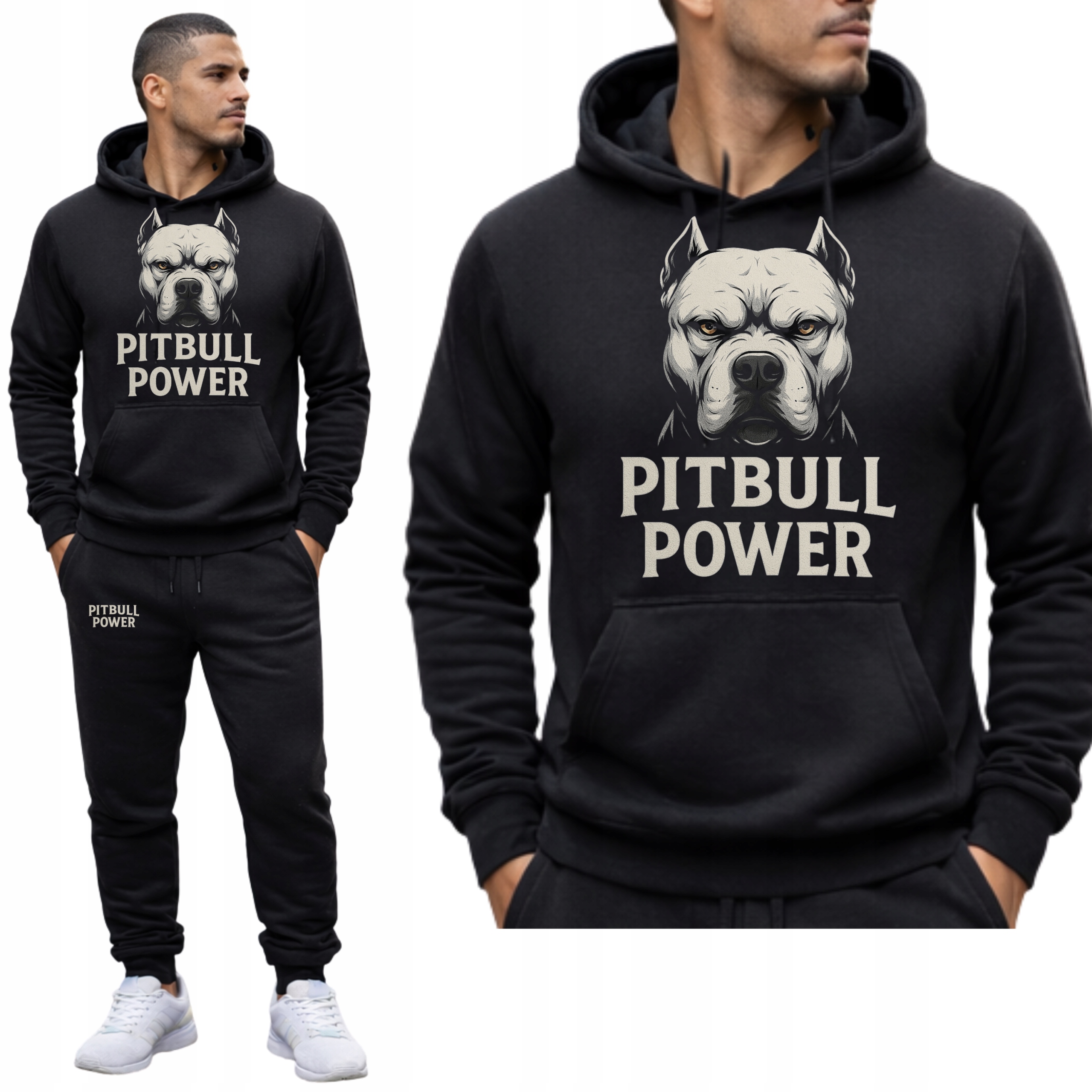 Meski Tepláková Souprava Pitbull Power Yellow Eye Mikina S Kapucí Kalhoty L