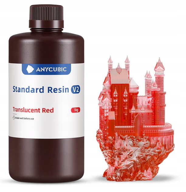 Żywica Uv Anycubic Standard V2 Translucent Red 1kg 1l Do Drukarki 3D