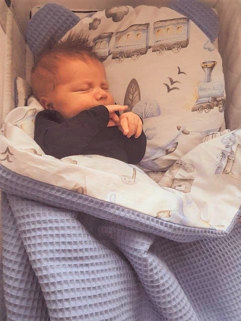 KOMPLET DO WÓZKA FOTELIKA KOCYK 3W1 MOTYLEK WAFEL Długość kołdry 75 cm