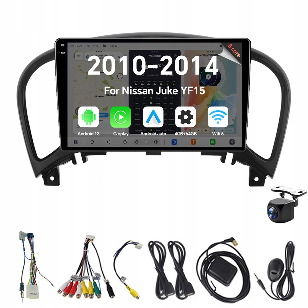2Din Android 13 autorádio pro Nissan Juke YF15 2010-2014 Carplay 4G 64G