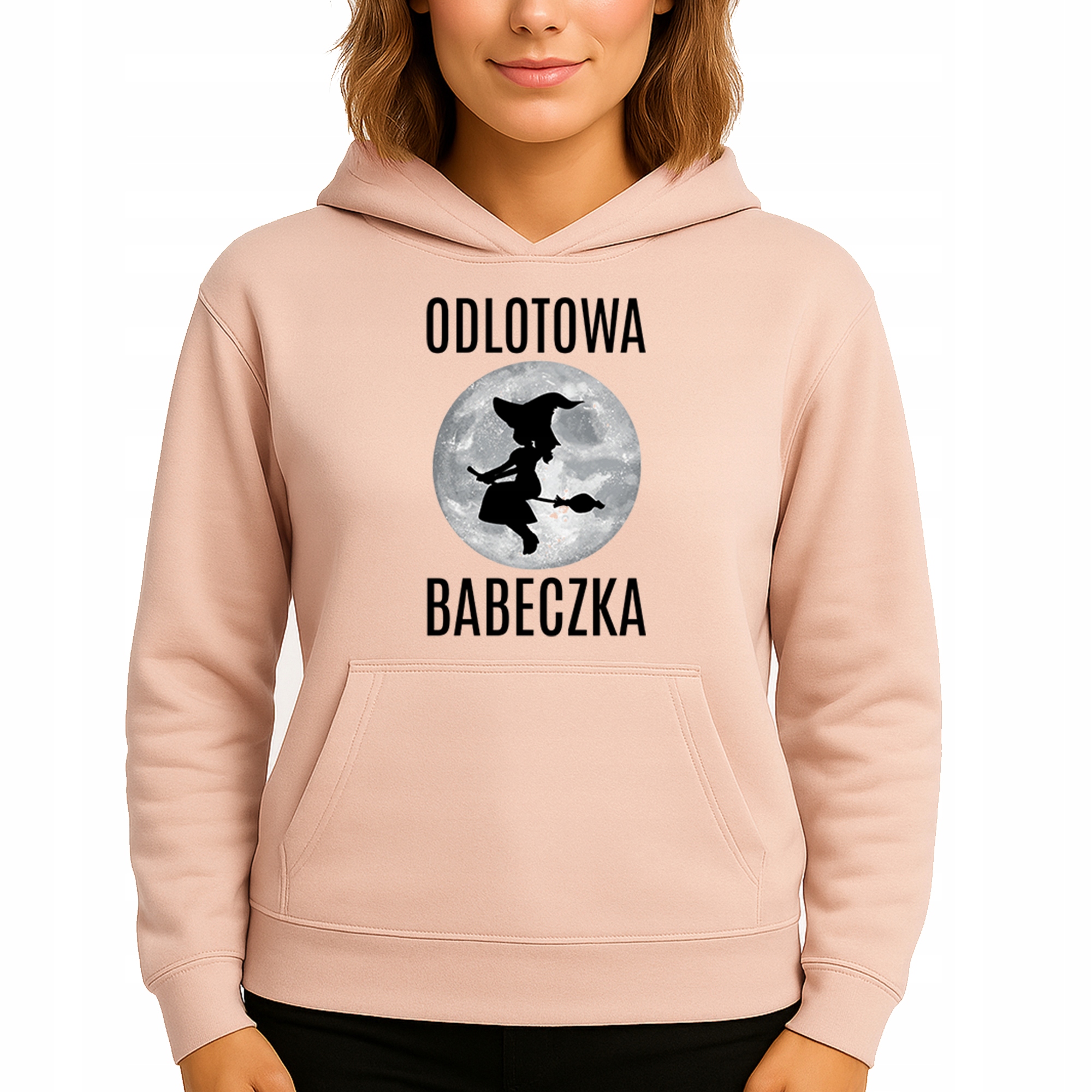Mikina S Kapucí Broskvová Hoodie Bavlněná Odletová Košilka Vel M