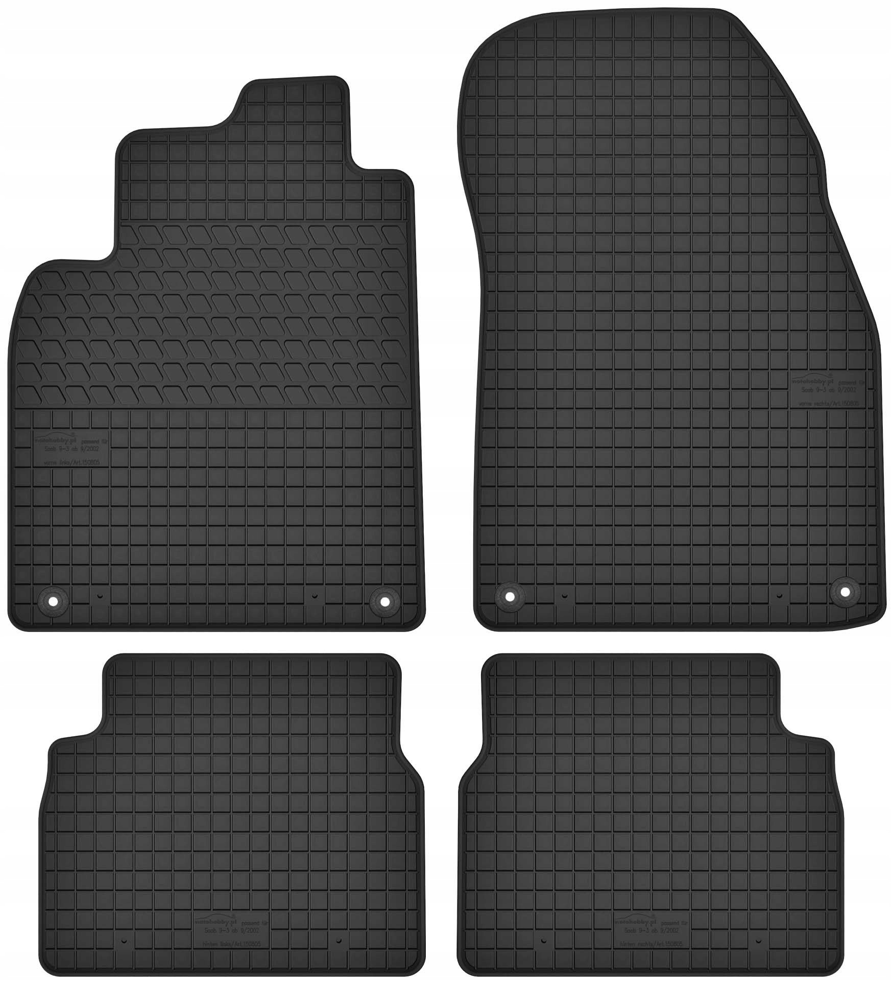 Dywaniki gumowe MotoHobby do Saab 9 3 2002-2011 komplet 4 szt. bez stoperów