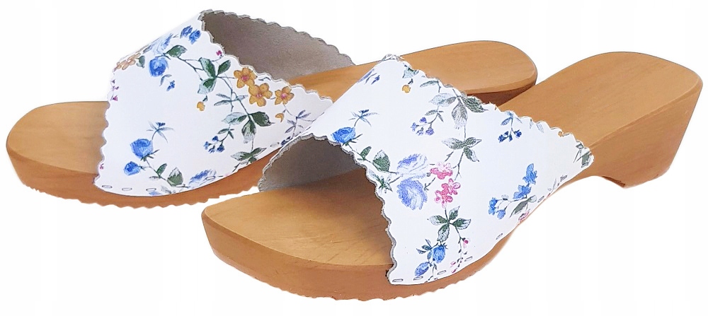 Chodaki Drewniaki Medyczne Odkryte Kwiaty *39* PL