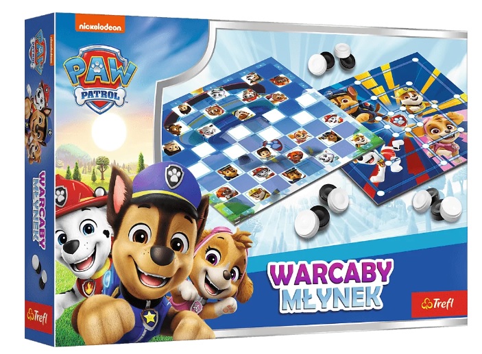 Gra planszowa Warcaby i Młynek Psi Patrol Trefl 2w1