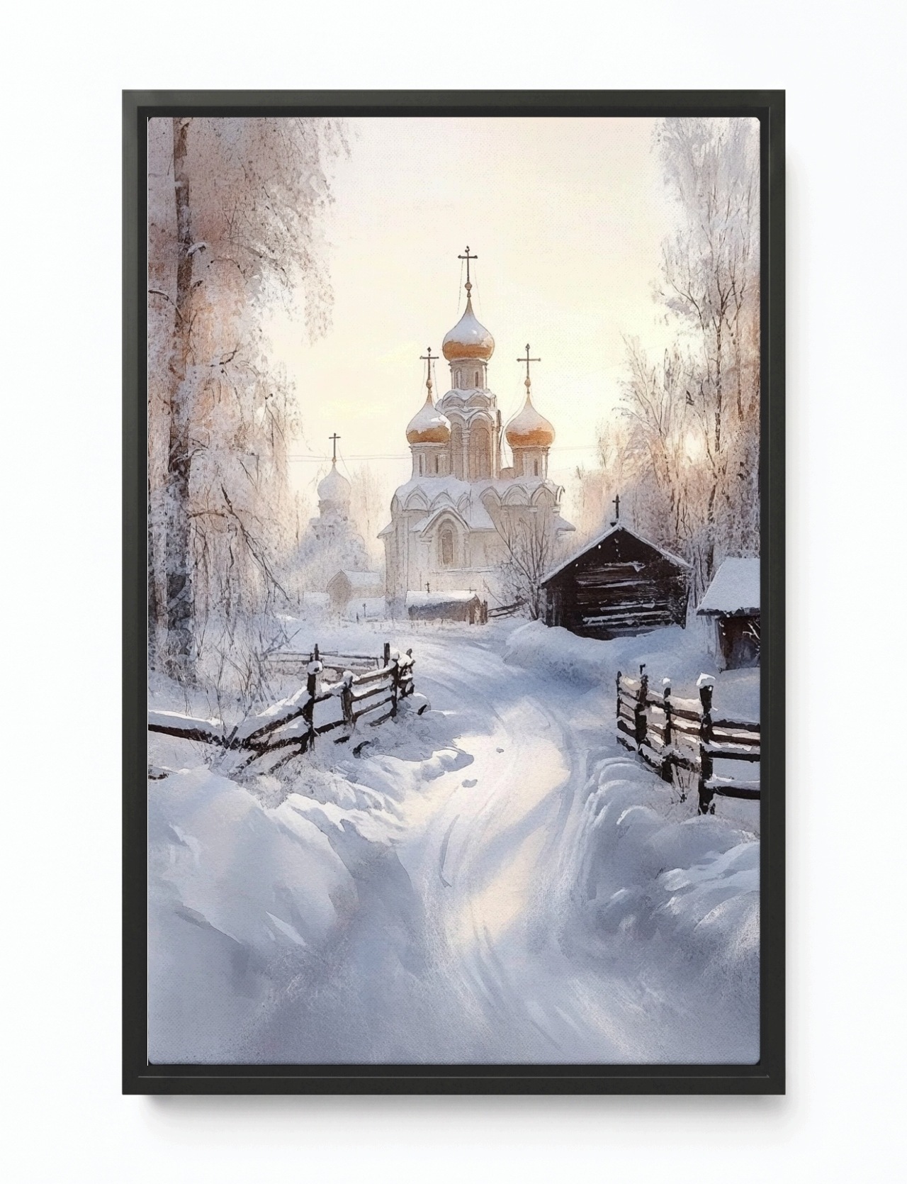 Obraz Rám Americký Box Krajina Podlasie Vesnice Kostel Zima 80x120