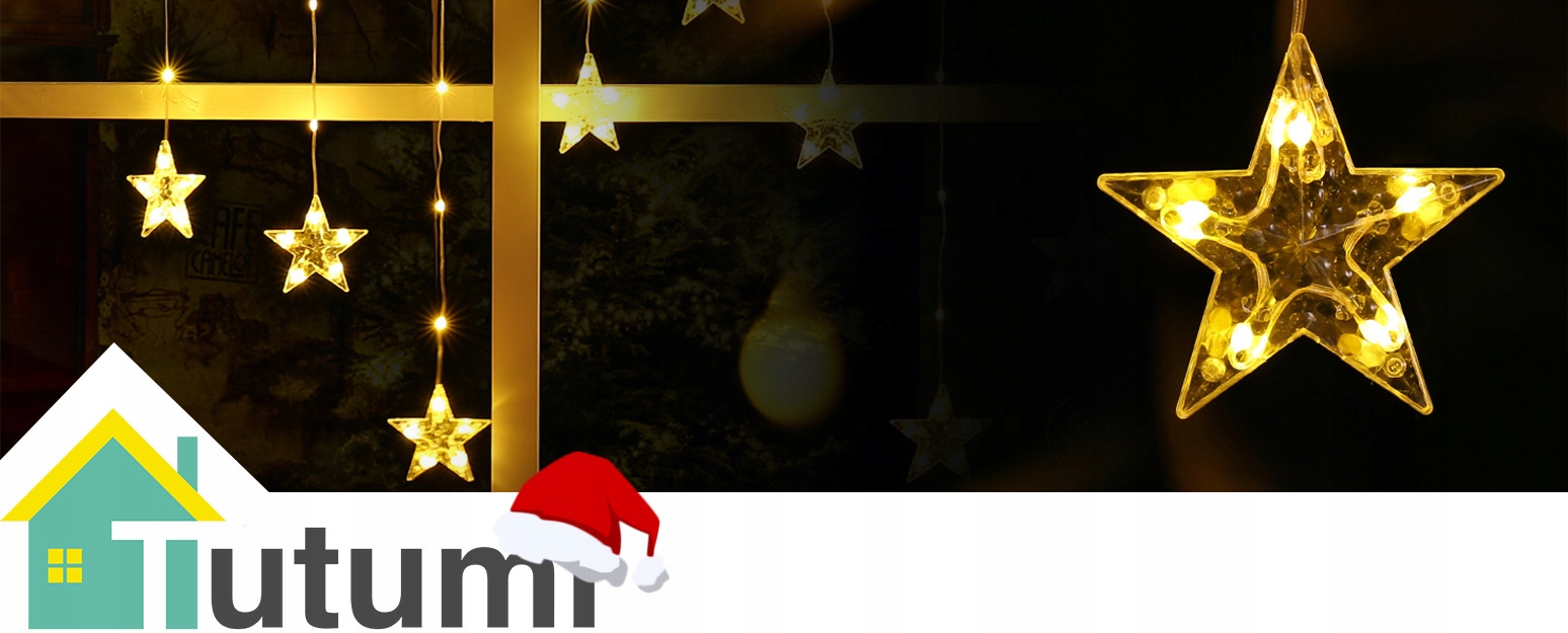 KURTYNA ŚWIETLNA LED GWIAZDKI ŚWIECĄCA GIRLANDA NA OKNO DO POKOJU ŚWIĘTA 3m Liczba lampek (szt.) 14