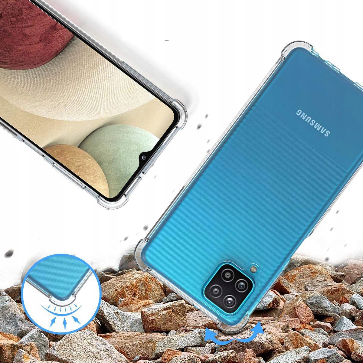 Etui A-shock + Szkło Płaskie do Samsung Galaxy A12 Dedykowany model Galaxy A12 Braders