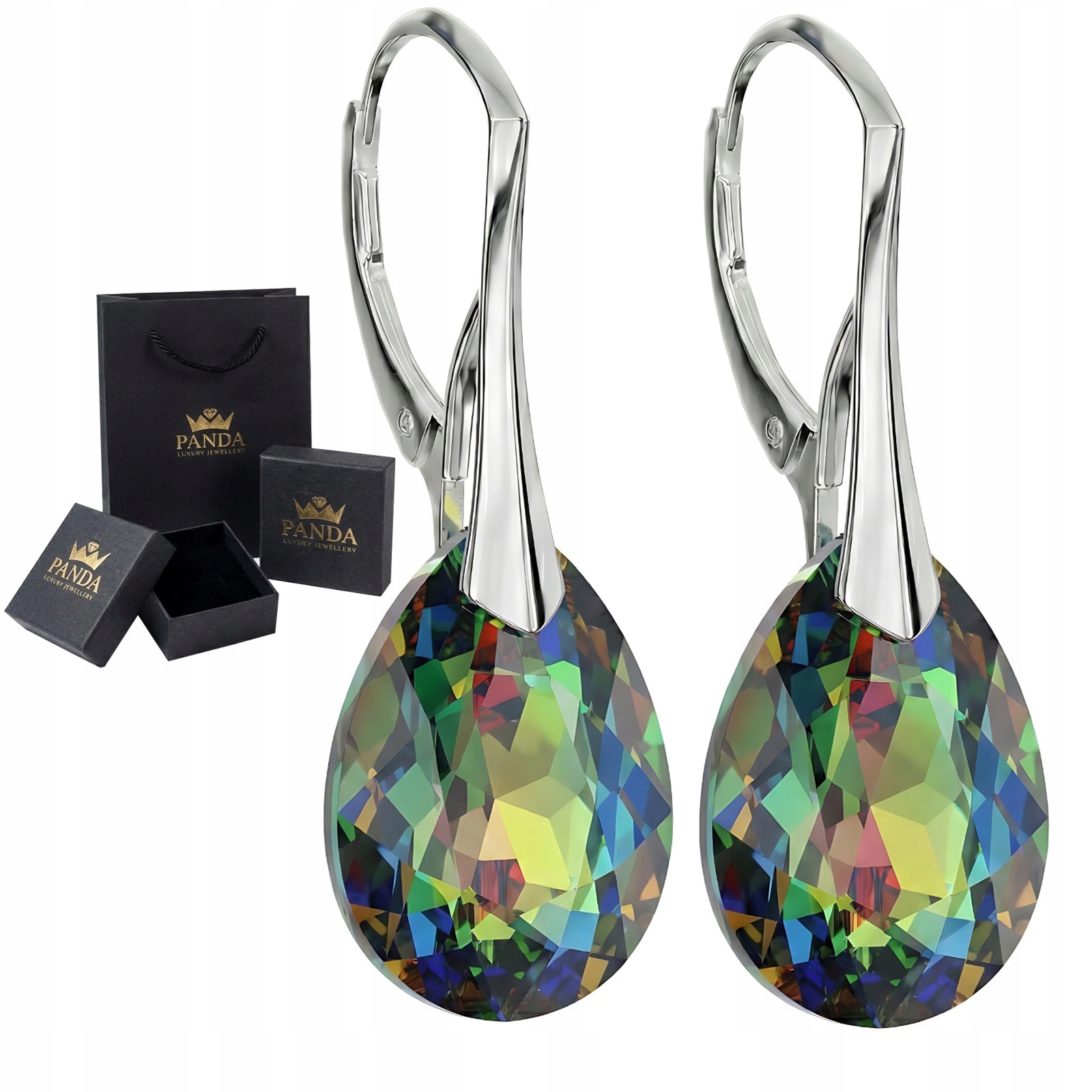 Stříbrné Náušnice Kapky Krystaly Dárek 925 Valentýn Narozeniny Výročí