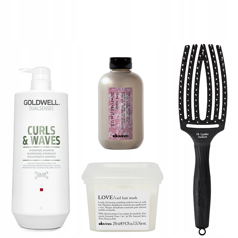 šampon Goldwell 1l maska Davines 250ml sérum Davines 250ml kartáč