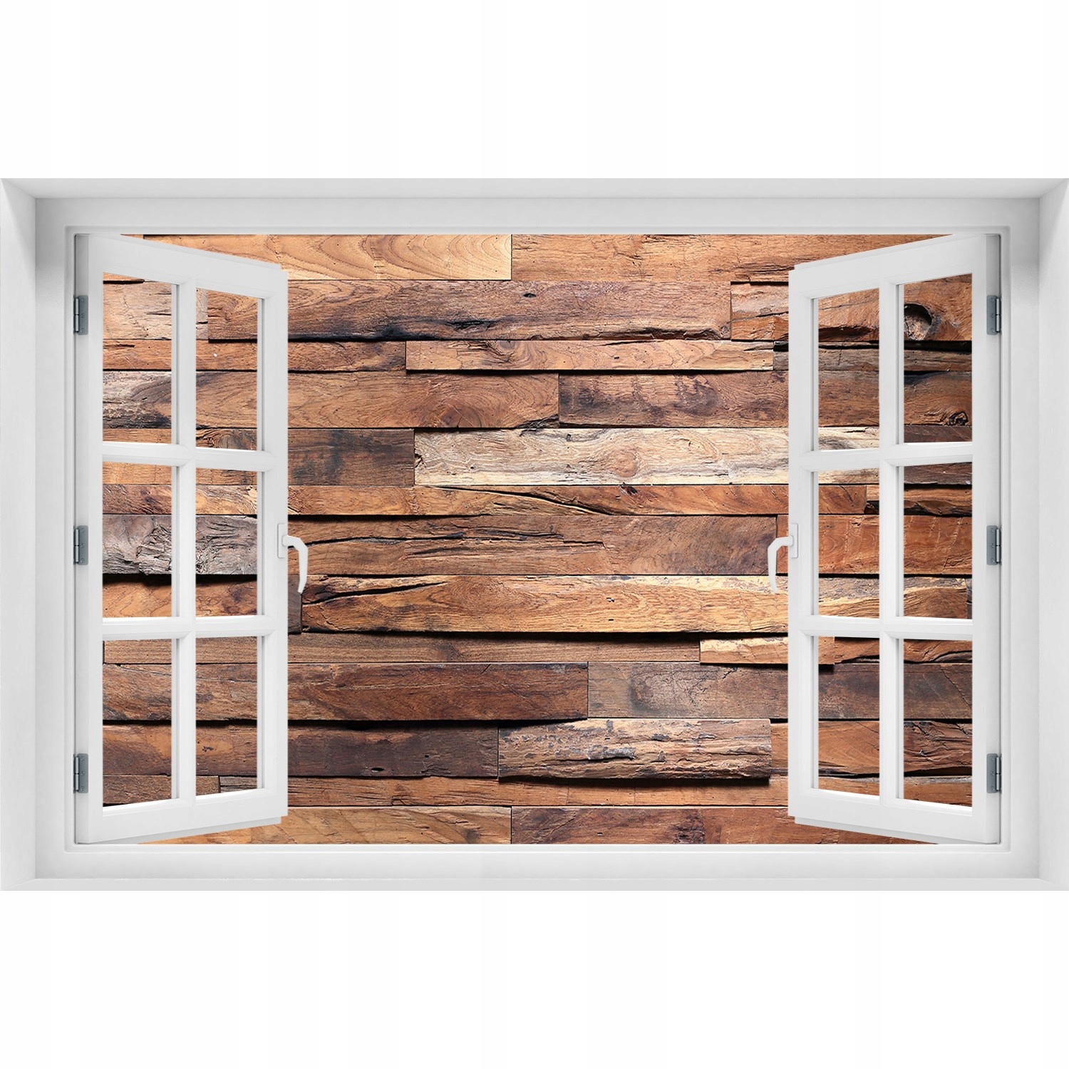 

3D Okno Naklejka na ścianę Drewniana ściana 90x60