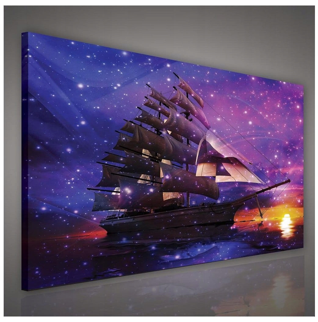 Obraz 100x75 Noční loď obloha hvězdy moře cestování spánek vesmír dobrodružství