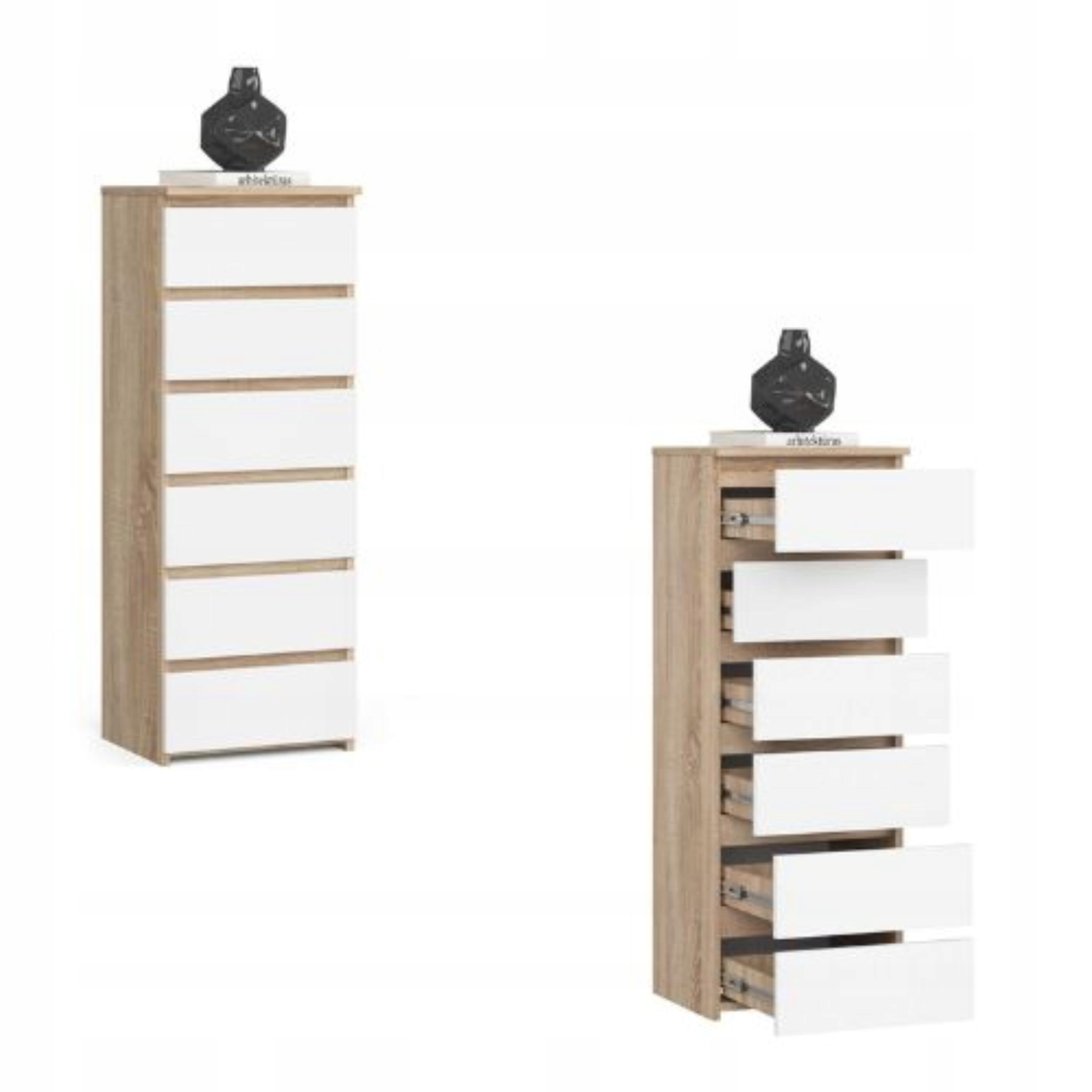 Komoda skříňka 40 cm CL6 6 zásuvek sonoma-bílá Akd