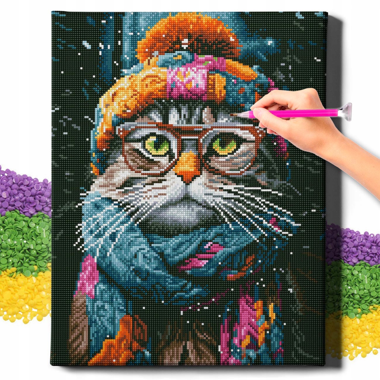 Diamond Painting 5D s Ramou Výšivka Diamantová Velká Kočka Mozaika 40x50 cm