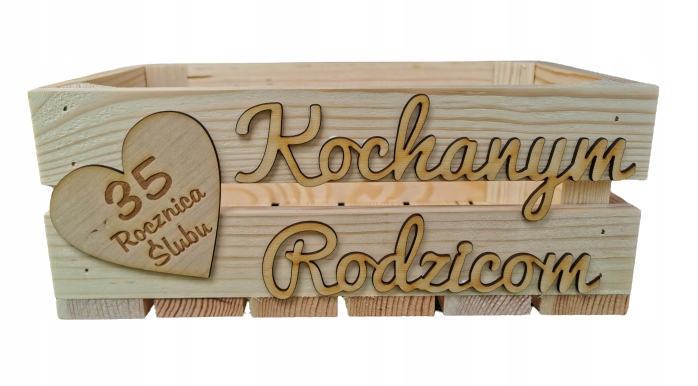 

Skrzynka drewniana Kosz prezentowy Rocznica Ślubu