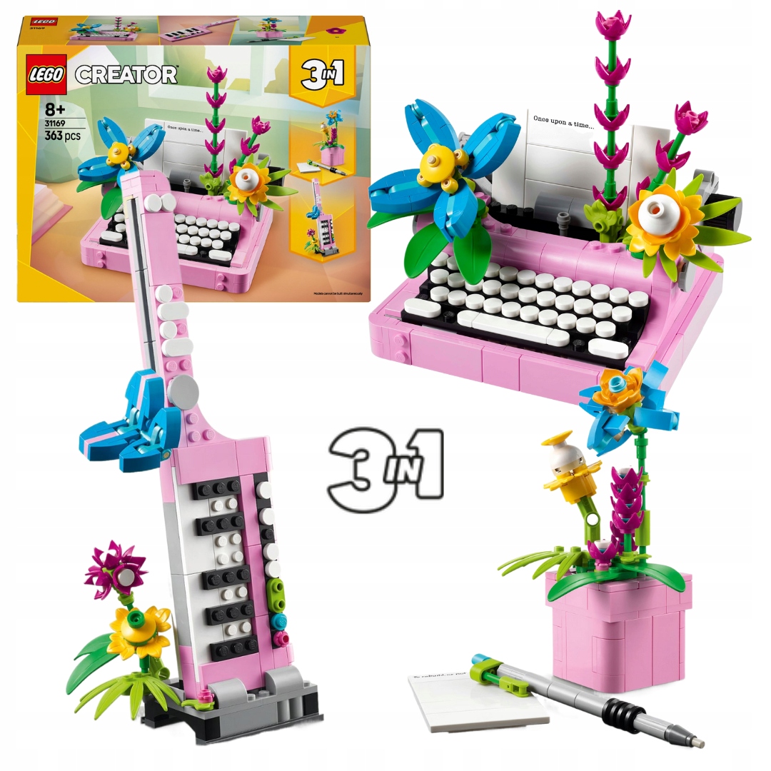 Lego Creator 3v1 31169 Psací stroj s květinami keytarový květináč Novinka