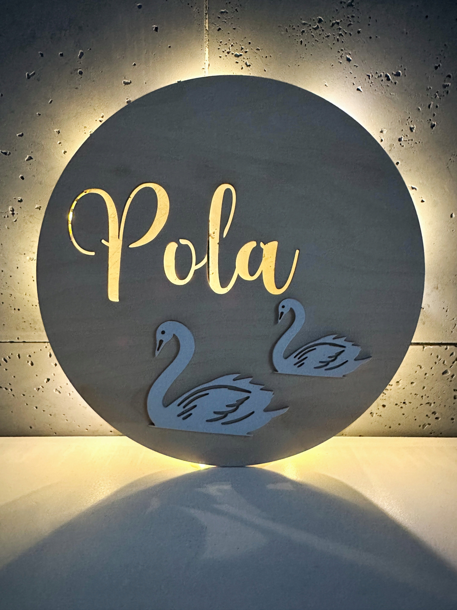 LAMPKA nocna LED Z IMIENIEM NA BATERIE 30cm ŁABĘDŹ Marka inna marka