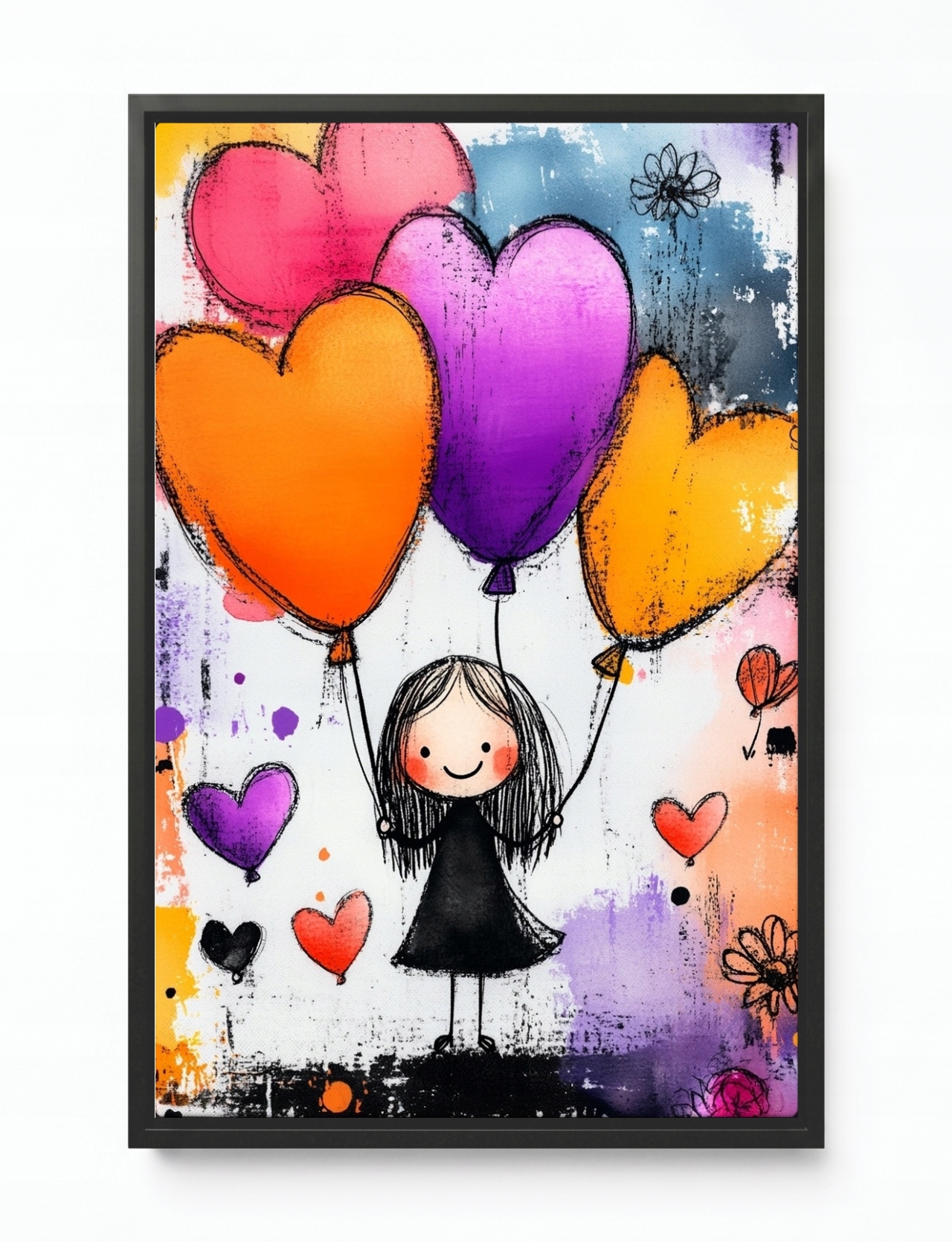 Obraz Rám Americká Krabička Portrét Dítě Dívka Balón Srdce 40x60