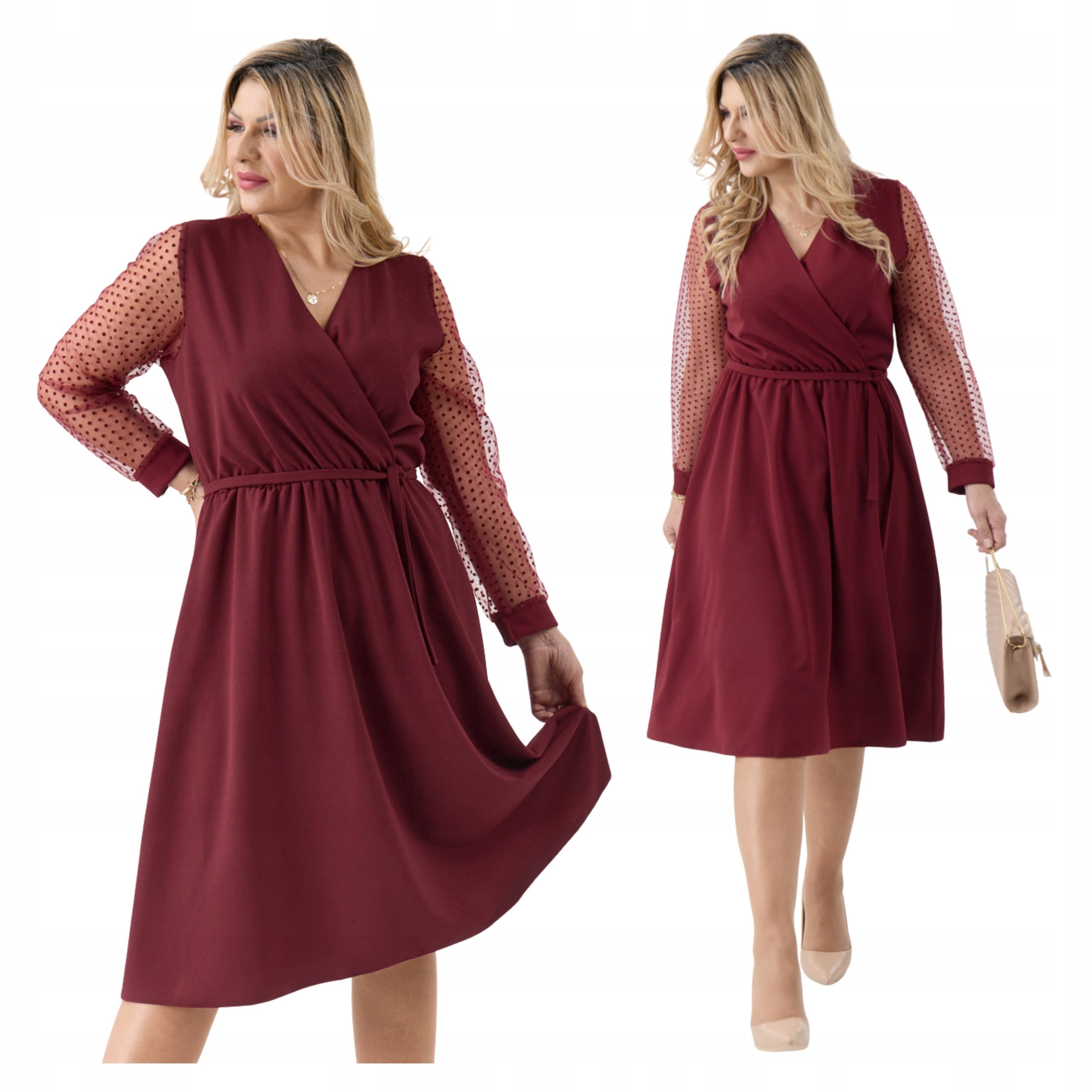 Sukienka kopertowa wiązana Polski Producent duże rozmiary midi