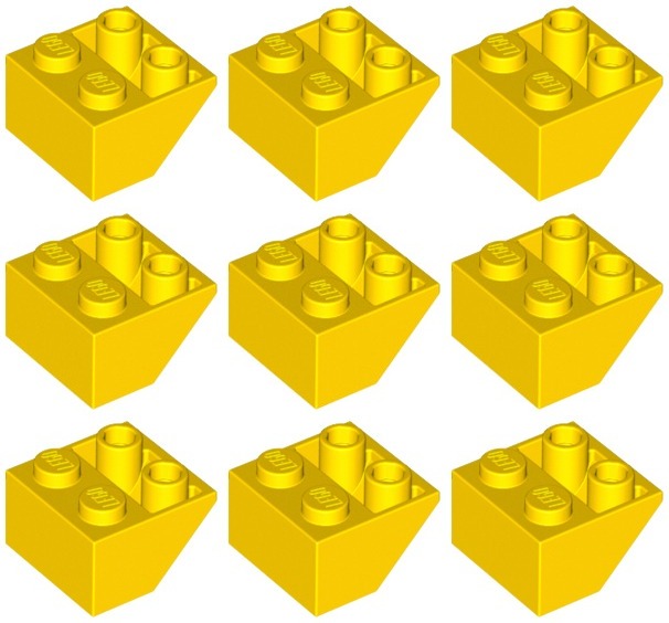 

Lego 3660 Skos Odwrócony 2x2 żółty (10g) 9 szt.